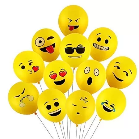 Printed Emoji Smiley Face Expression Balloon (Yellow-Emoji-Pack of 100)