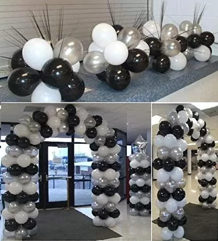 Products HD Metallic Finish Balloons for Brthday / Anniversary Party Decoration ( Black White Silver ) Pack of 50