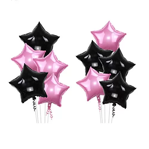 Products Star Foil Balloons (Black Pink - 10 Pcs) (Size - 18 inches)