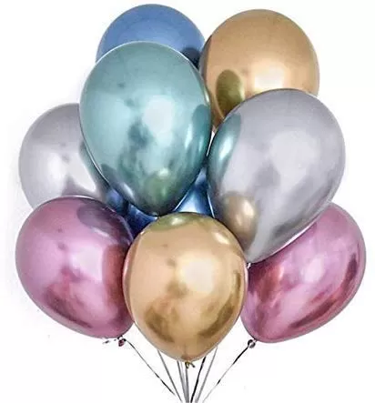 Products Original Chrome Shiny Latex Balloons for Brthday / Anniversary and Any Other Party Decoration (Multicolour) - Pack of 20