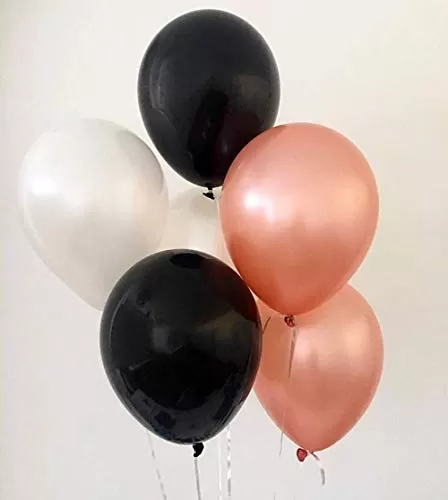 Products HD Metallic Finish Balloons for Brthday / Anniversary Party Decoration ( Black Rosegold White ) Pack of 50