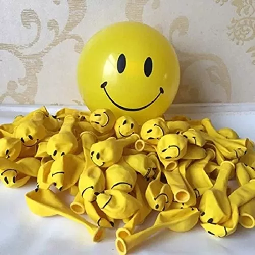 Products "Smiley" Printed Yellow Balloons for Brthday / Anniversary and Any Other Party Decoration (Pack of 25)