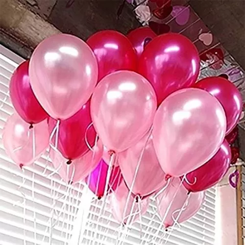 Products 10 Inch Metallic Hd Shiny Toy Balloons - Light Pink Dark Pink for Decoration and Party (20 Pcs)