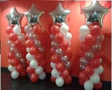 Products HD Metallic Finish Balloons for Brthday / Anniversary Party Decoration ( Red Silver White ) Pack of 30