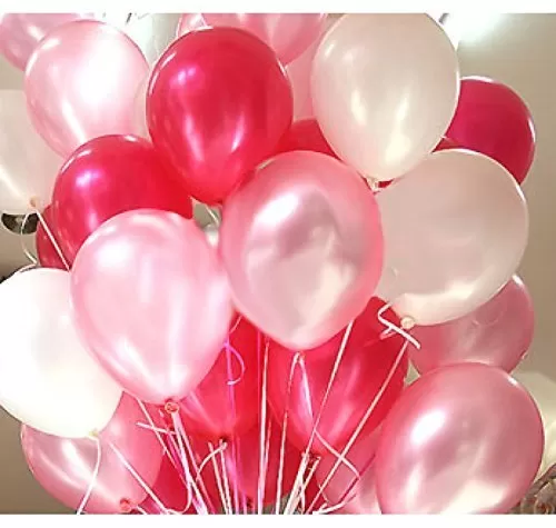 Products 10 Inch Metallic Hd Shiny Toy Balloons - Red Pink White for Decoration and Party (20 Pcs)