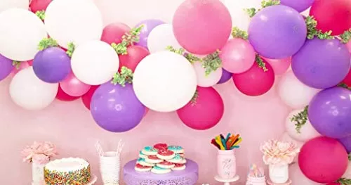 Products HD Metallic Finish Balloons for Brthday / Anniversary Party Decoration ( White Purple Pink ) Pack of 100