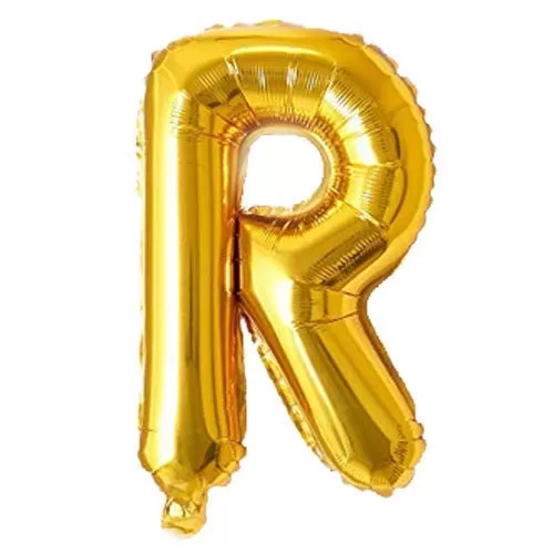 Products Golden Foil Toy Balloon 16" Inch Letter Alphabets (Golden-R Shape)