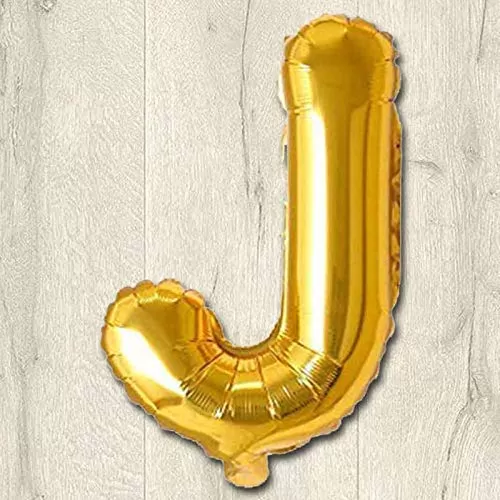 Products Golden Foil Toy Balloon 16" Inch Letter Alphabets (Golden-J Shape)