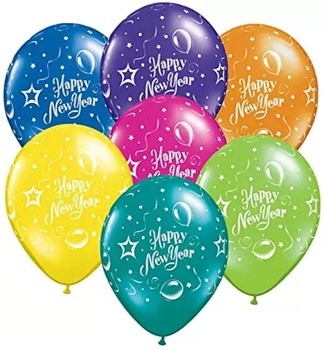 Products "Happy New Year" Printed Balloons for New Year Party Decoration (Pack of 25)