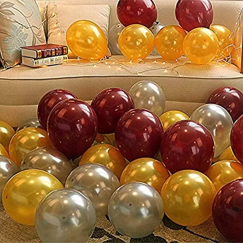 Products 10 Inch Metallic Hd Shiny Toy Balloons - Gold Silver Brown for Decoration and Party (20 Pcs)