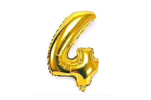Products Air-Filled 16 inch Number Foil Balloon for Brthday | Wedding | Anniversary Decoration Party (Golden - Four)