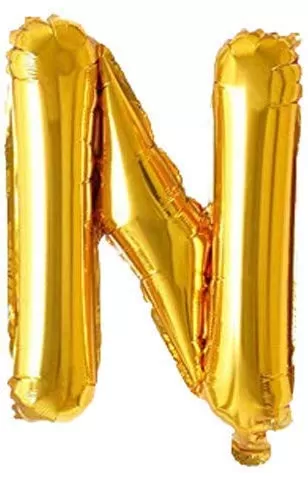 Products Golden Foil Toy Balloon 16" Inch Letter Alphabets (Golden-N Shape)