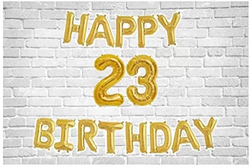 Products Happy Brthday Letter Golden foil Balloons and Number Golden foil Balloon for Party Decoration (Number 23)