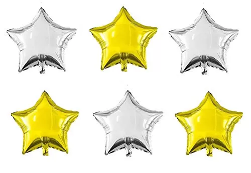 Products Star Foil Balloons (Golden Silver - 6 Pcs) (Size - 10 inches)