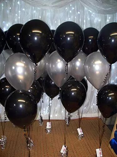 Products Metallic HD Toy Balloons Brthday / Anniversary Balloons Silver Black (Pack of 30) (Size - 9 inches)