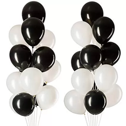 Products Metallic HD Toy Balloons Brthday / Anniversary Balloons White Black (Pack of 20) (Size - 9 inches)