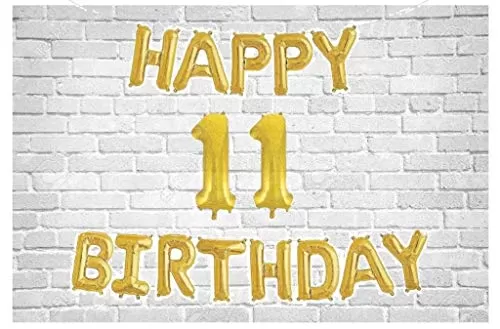 Products Happy Brthday Letter Golden foil Balloons and Number Golden foil Balloon for Party Decoration (Number 11)