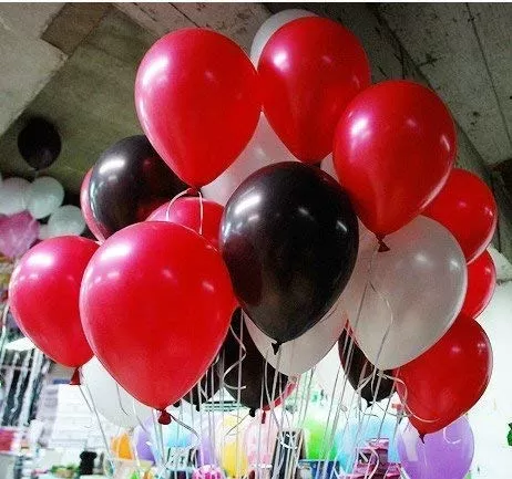 Products 10 Inch Metallic Hd Shiny Toy Balloons - Red White Black for Decoration and Party (20 Pcs)
