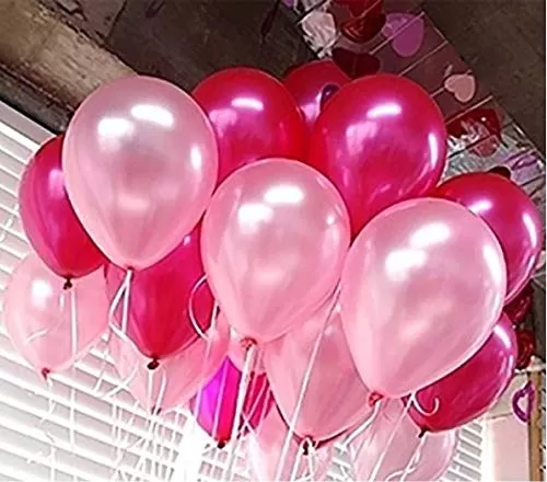 Products 10 Inch Metallic Hd Shiny Toy Balloons - Red Pink for Decoration and Party (20 Pcs)