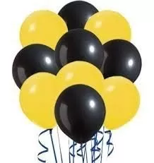 Products Metallic HD Toy Balloons Brthday / Anniversary Balloons Yellow Black (Pack of 25) (Size - 9 inches)