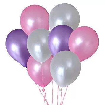 Products 10 Inch Metallic Hd Shiny Toy Balloons - Silver Purple Pink for Decoration and Party (20 Pcs)
