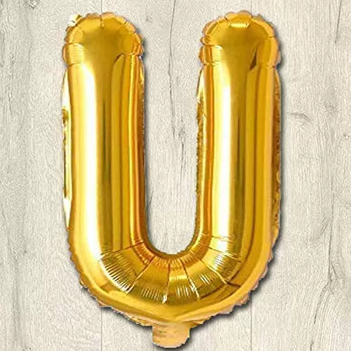 Products Golden Foil Toy Balloon 16" Inch Letter Alphabets (Golden-U Shape)