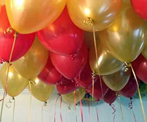 Products Metallic HD Toy Balloons Brthday / Anniversary Balloons Red Golden (Pack of 30) (Size - 9 inches)