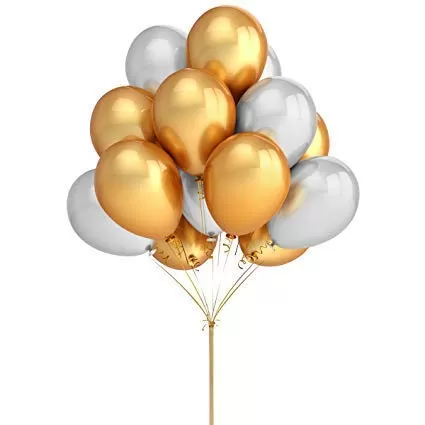 Products Metallic HD Toy Balloons Brthday / Anniversary Balloons Golden Silver (Pack of 20) (Size - 9 inches)