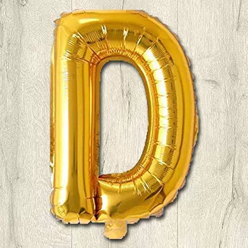 Products Golden Foil Toy Balloon 16" Inch Letter Alphabets (Golden-D Shape)