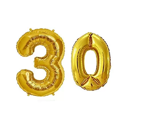 Products Air-Filled 16 inch Number Foil Balloon for Brthday | Wedding | Anniversary Decoration Party (Golden - 30 Number)