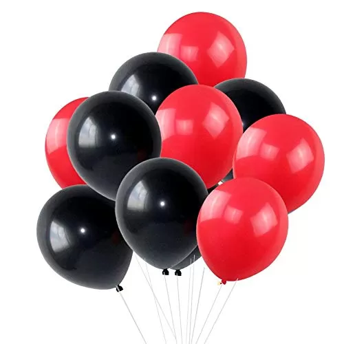 Products Metallic HD Toy Balloons Brthday / Anniversary Balloons Red Black (Pack of 20) (Size - 9 inches)