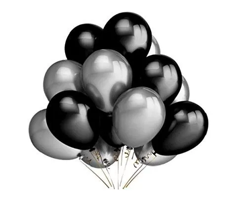 Products Metallic HD Toy Balloons Brthday / Anniversary Balloons Silver Black (Pack of 20) (Size - 9 inches)