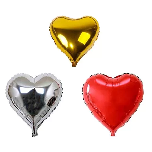Products 18" hert Balloons Foil Balloons Mylar Balloons for Party Decorations Party Supplies 3 Pieces (Golden Silver Red)