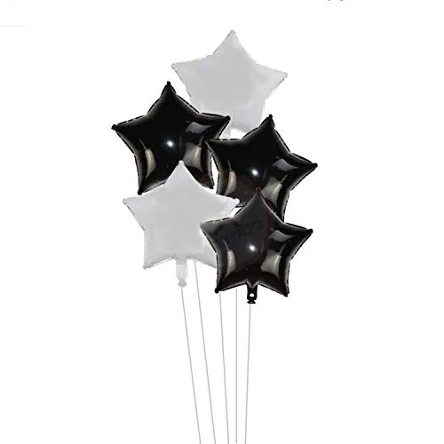 Products Star Foil Balloons (Black Silver - 10 Pcs) (Size - 18 inches)