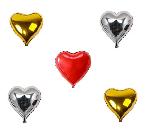 Products 18" hert Balloons Foil Balloons Mylar Balloons for Party Decorations Party Supplies 5 Pieces (Golden Silver Red)