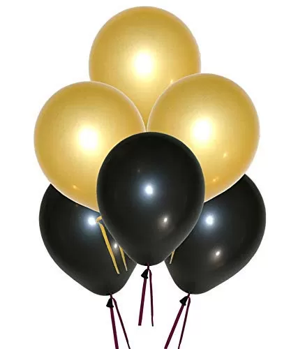 Products Metallic HD Toy Balloons Brthday / Anniversary Balloons Golden Black (Pack of 25) (Size - 9 inches)