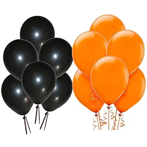 Products 10 Inch Metallic Hd Shiny Toy Balloons - Black Orange for Decoration and Party (20 Pcs)