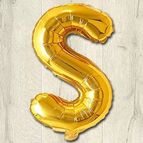 Products Golden Foil Toy Balloon 16" Inch Letter Alphabets (Golden-S Shape)