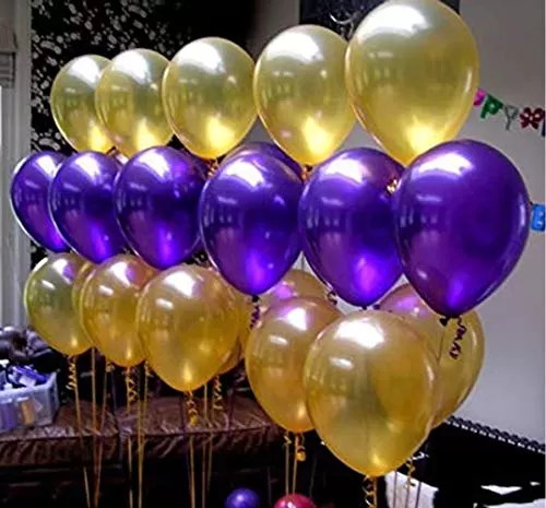 Products 10 Inch Metallic Hd Shiny Toy Balloons - Purple Gold for Decoration and Party (20 Pcs)