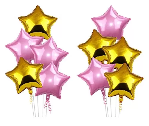 Products Star Foil Balloons (Golden Pink - 10 Pcs) (Size - 18 inches)