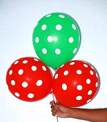 Products Polka Dot Finish Balloons for Brthday / Anniversary / Wedding Party Decoration (Green Red) Pack of 200