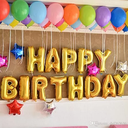 Happy Brthday Letter Golden foil Balloons and Number Golden foil Balloon for Party Decoration (Number 29), 3 image