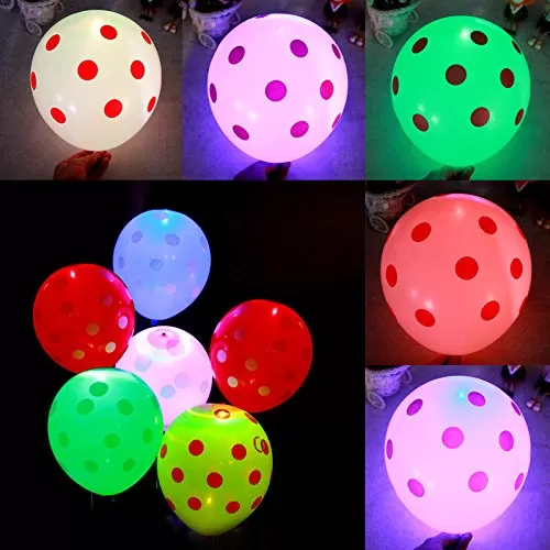 Foredecor Set of 25 Led Balloons Polka Dots Led Balloons for Brthday Decoration Party Spinster Party, 2 image