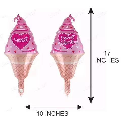 Sweet Valentine Ice Cream Shape Small Foil Balloon for Decorations - Pack of 3, 2 image