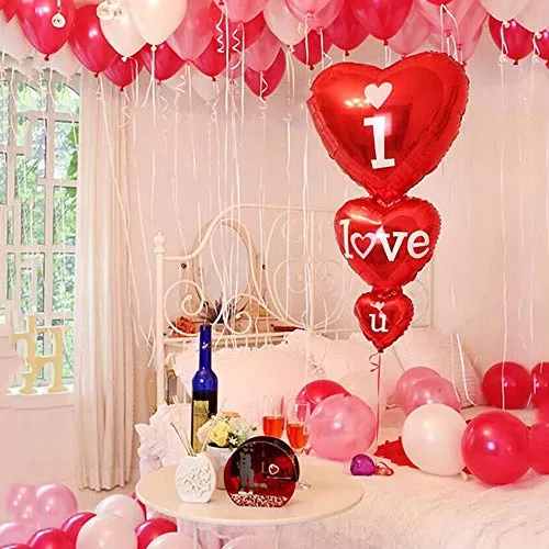 I Love You hert Shape Romantic Aluminium foil Balloon (red), 2 image