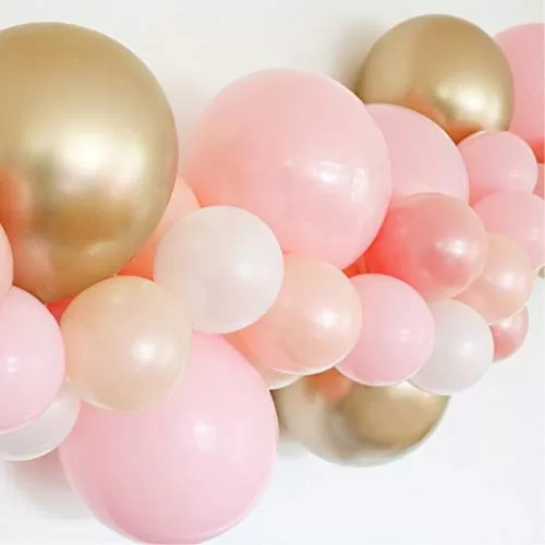 Number 27 Gold Foil Balloon and 50 Nos Pink and Gold Color Latex Balloon Combo, 3 image