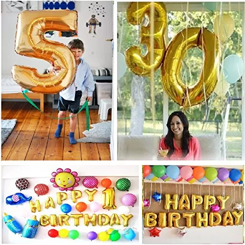 Aiparty 40 Inch Gold Number "1" Shaped Helium Foil Balloons for Bridal Wedding Celebration Brthday Party Decoration Supplies, 2 image