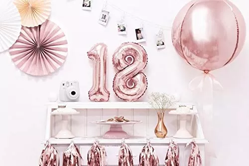 Rose Gold Number 58 Fifty Eight Foil Balloon 16" Inch Balloon, 3 image
