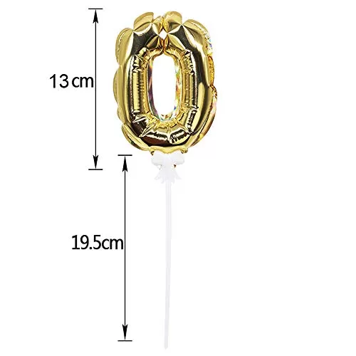 Self Inflating Gold Number 0 Foil Balloon for Cake Table Decoration, 5 image