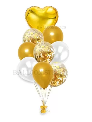 Gold 14th Brthday Decorations Gold Number foil Balloon(16 inches) and Confetti Latex Balloons Bouquet Real Gold Party Supplies Anniversary Decor, 2 image